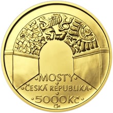 Náhled Averzní strany - Zlatá mince 5000 Kč 2012 Negrelliho viadukt v Praze proof