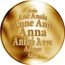 Česká jména - Anna - velká zlatá medaile 1 Oz