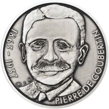 Pierre de Coubertin - 150. výročí narození Ag patina